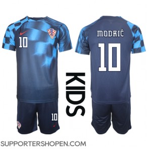 Kroatien Luka Modric #10 Bortatröja Barn VM 2022 Kortärmad (+ korta byxor)